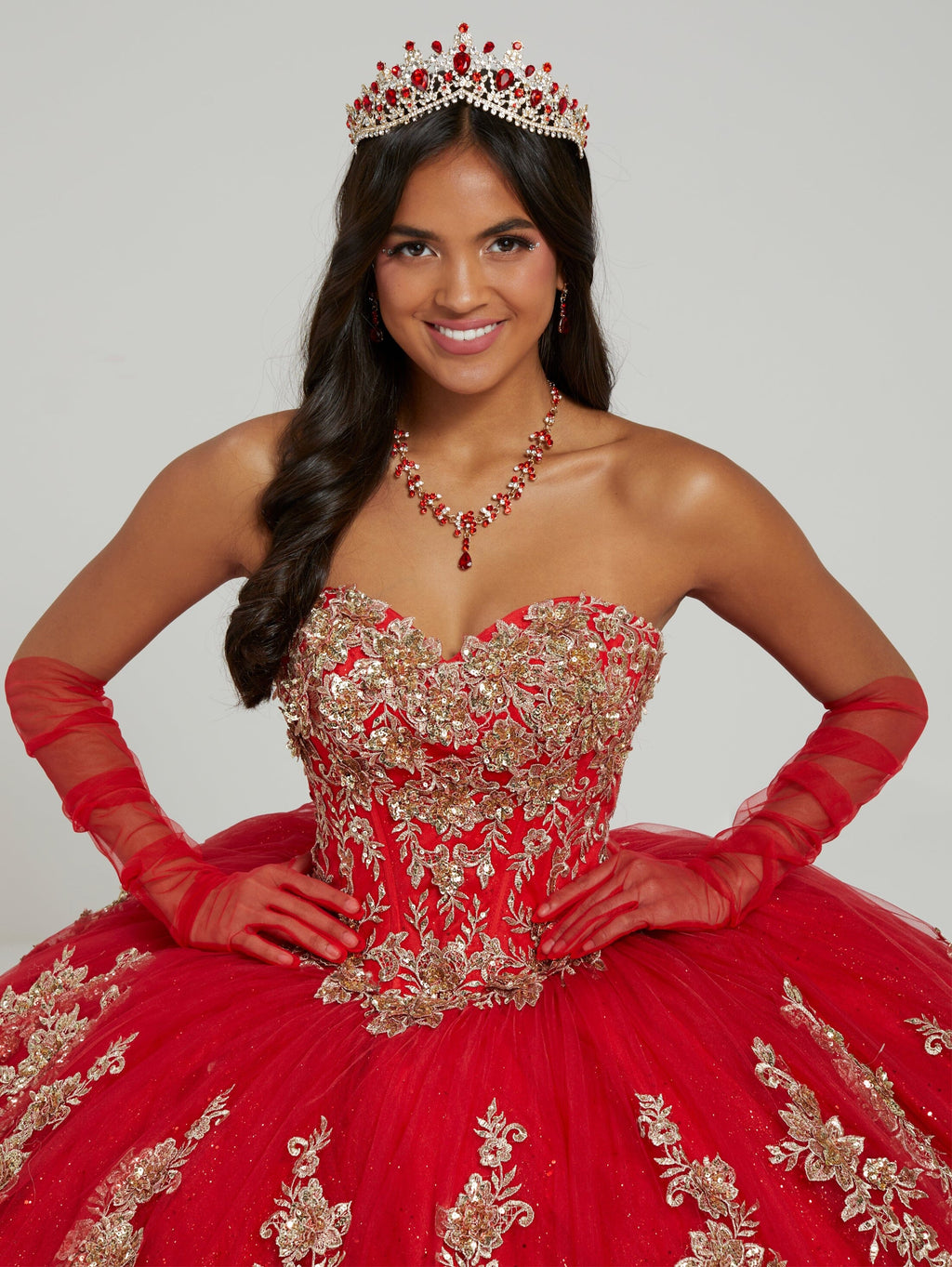 Applique Strapless Quinceanera Dress by Fiesta Gowns 56478