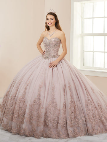 Vestido de quinceanera sem alças com aplicações da House of Wu 26962
