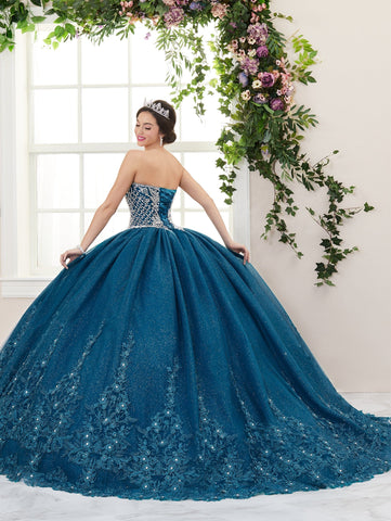 Vestido de quinceanera sem alças com aplicações da House of Wu 26962