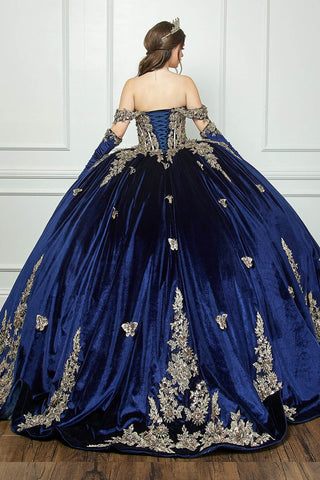 Ballkleid aus Samt mit Applikation und Herzausschnitt von Petite Adele PQ1038