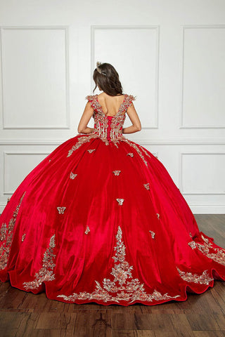 Ballkleid aus Samt mit Applikation und Herzausschnitt von Petite Adele PQ1038