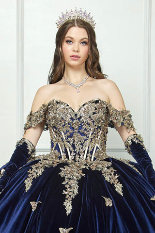 Ballkleid aus Samt mit Applikation und Herzausschnitt von Petite Adele PQ1038