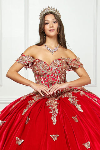 Ballkleid aus Samt mit Applikation und Herzausschnitt von Petite Adele PQ1038
