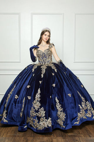 Ballkleid aus Samt mit Applikation und Herzausschnitt von Petite Adele PQ1038