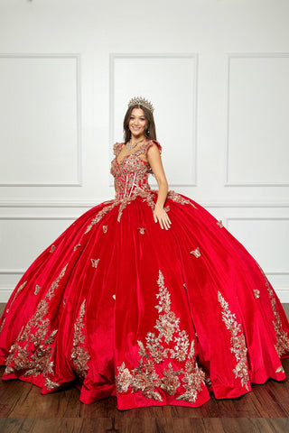Ballkleid aus Samt mit Applikation und Herzausschnitt von Petite Adele PQ1038