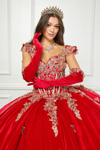 Ballkleid aus Samt mit Applikation und Herzausschnitt von Petite Adele PQ1038