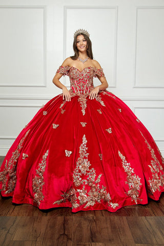 Ballkleid aus Samt mit Applikation und Herzausschnitt von Petite Adele PQ1038