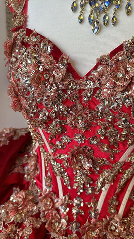 Ballkleid aus Samt mit Applikation und Herzausschnitt von Petite Adele PQ1038