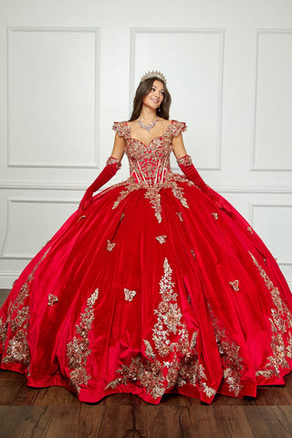 Ballkleid aus Samt mit Applikation und Herzausschnitt von Petite Adele PQ1038