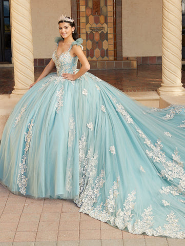 Quinceanera-Kleid mit V-Ausschnitt und Applikation von House of Wu 26059