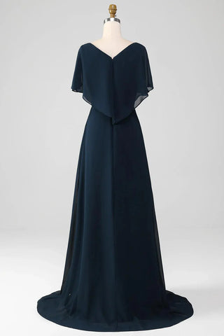 Kleid für die Brautmutter, asymmetrisch, Pailletten, Chiffon, mit Perlen