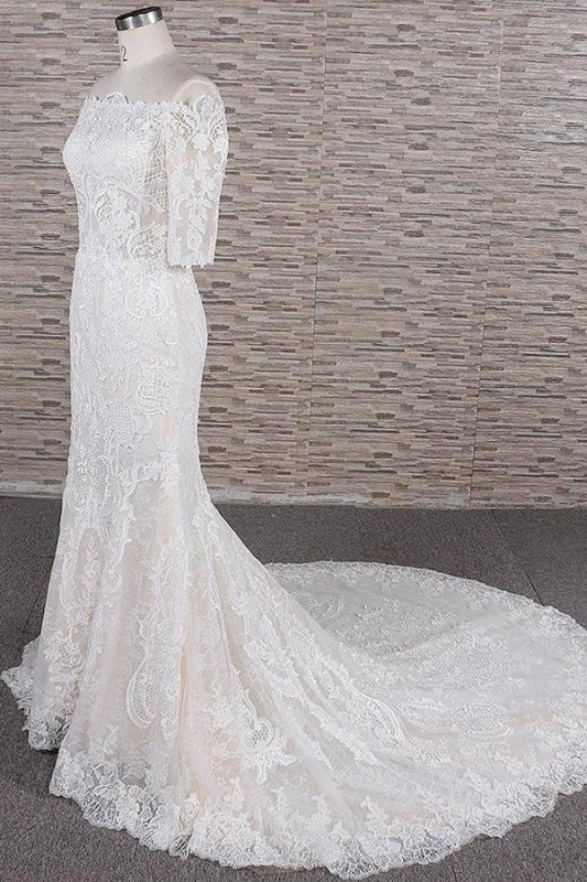 Fantastische Applikationen Hofzug Meerjungfrau elegante Hochzeitskleider