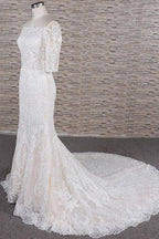 Fantastische Applikationen Hofzug Meerjungfrau elegante Hochzeitskleider