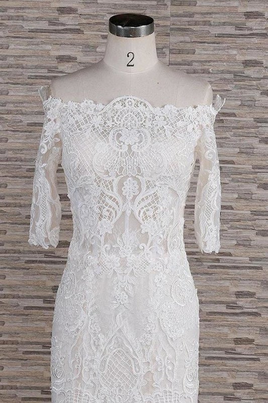 Fantastische Applikationen Hofzug Meerjungfrau elegante Hochzeitskleider