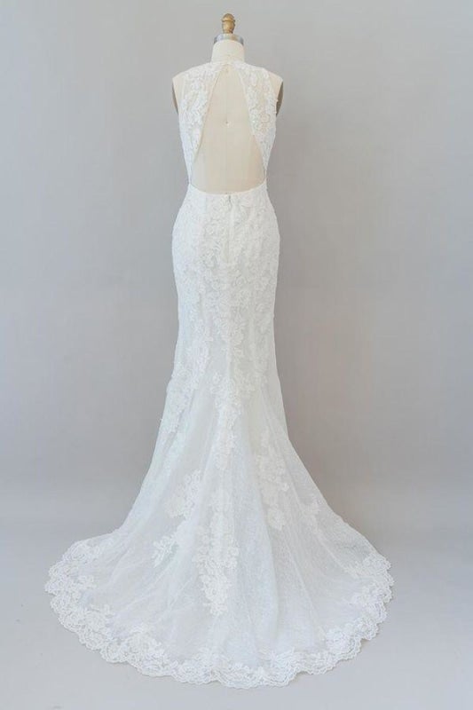 Faszinierende Illusionsspitze Meerjungfrau elegante Hochzeitskleider
