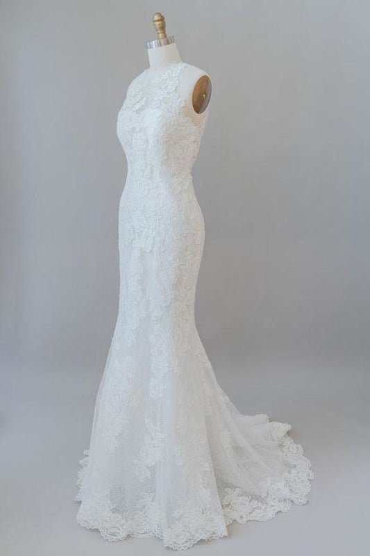 Faszinierende Illusionsspitze Meerjungfrau elegante Hochzeitskleider