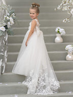 Dream Princess Sleeveless Lace and Tulle with Beading Flower Girl Dress - view 2