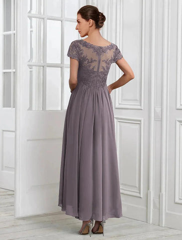 Kleid für die Mutter der Braut, formelle Hochzeitsgäste, elegant, V-Ausschnitt, knielang, Chiffon, Spitze, kurzärmelig, Jackenkleider mit Falten