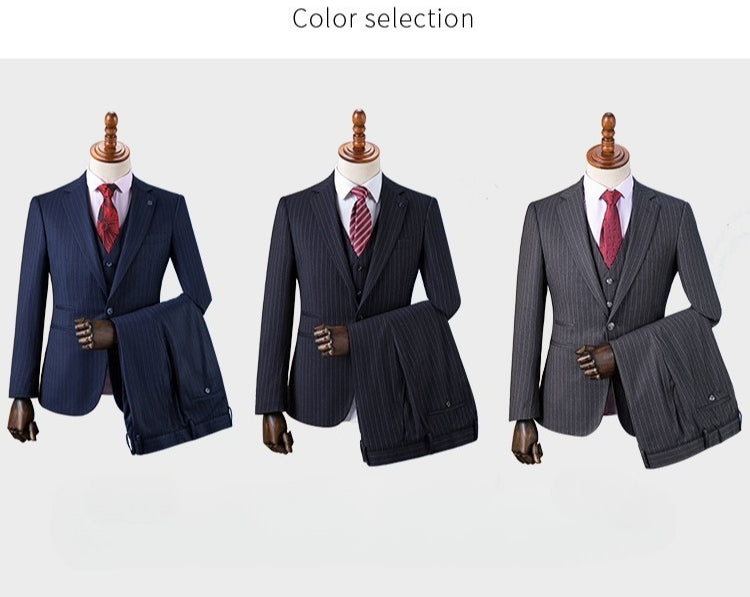 Striped suit men's suit business formal groomsman's suit wedding suit groom's suit jacket men's short drama suit
