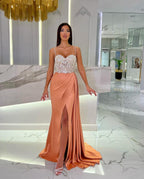 Black Long Mermaid Spaghetti Strap Sweetheart Evening Dress with High Slit