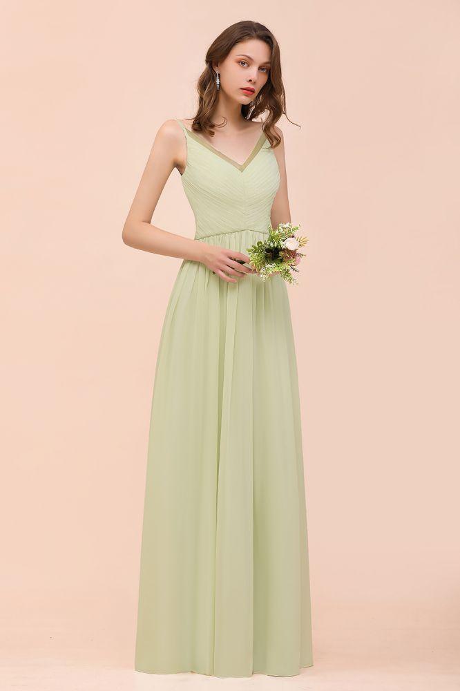 Backless Sage Bridesmaid Dress Floor Length Spring /Summer Maid of honor Dress
