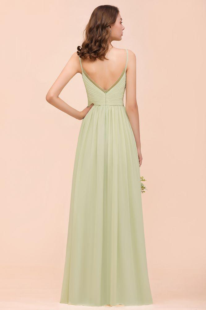 Backless Sage Bridesmaid Dress Floor Length Spring /Summer Maid of honor Dress