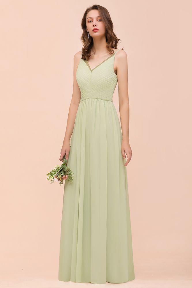 Backless Sage Bridesmaid Dress Floor Length Spring /Summer Maid of honor Dress