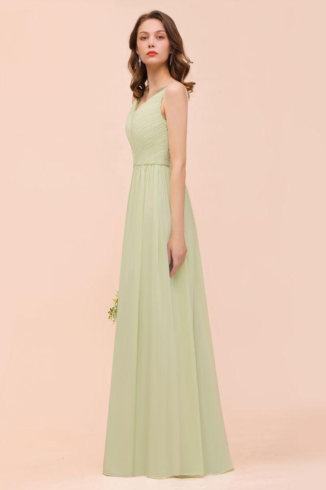 Backless Sage Bridesmaid Dress Floor Length Spring /Summer Maid of honor Dress