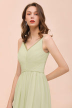 Backless Sage Bridesmaid Dress Floor Length Spring /Summer Maid of honor Dress