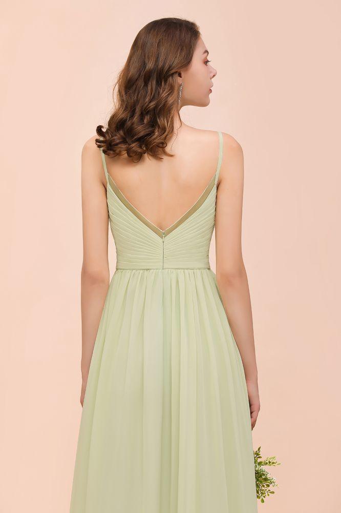 Backless Sage Bridesmaid Dress Floor Length Spring /Summer Maid of honor Dress