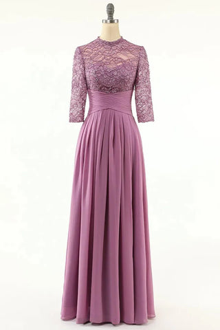 Brautmutterkleid Chiffon Lang mit Spitze