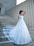 Abito da Sposa Satinato Lungo Senza Maniche con Spalline a Spaghetti e Applique a Balze
