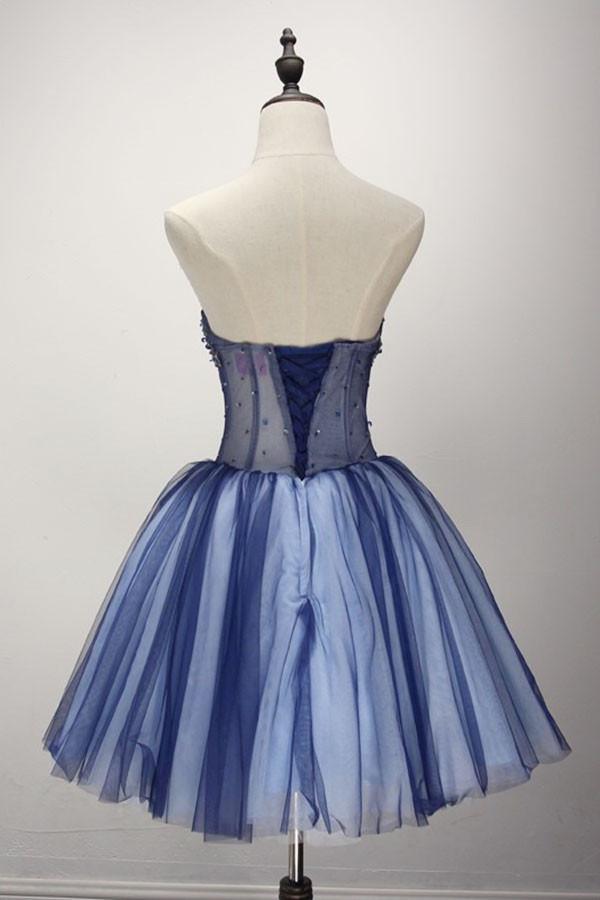 Ball Gown Strapless Short Tulle Homecoming Dress With Beading  PG139