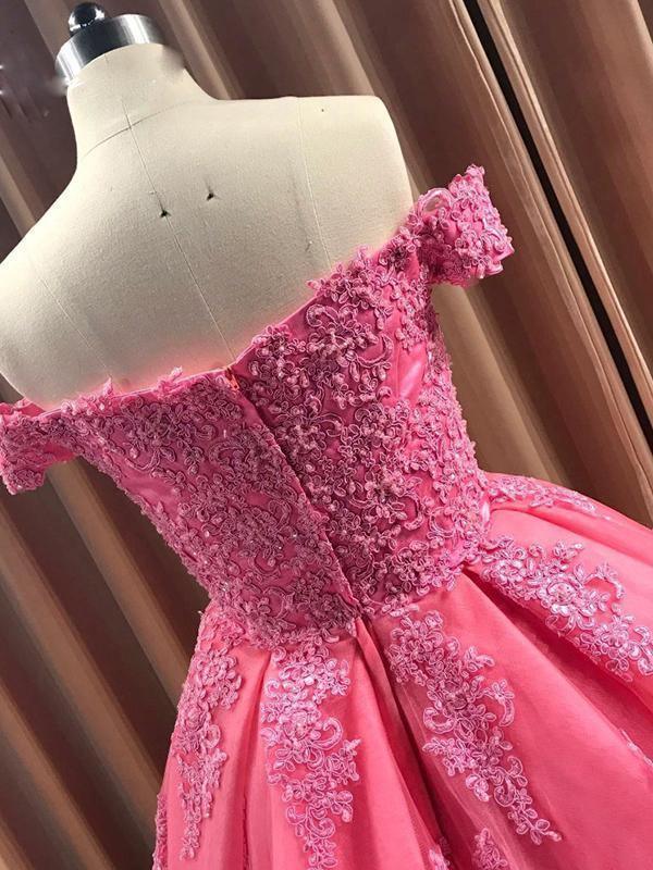 Vestido de baile com decote em coração e manga curta, aplicações em renda, PSK054