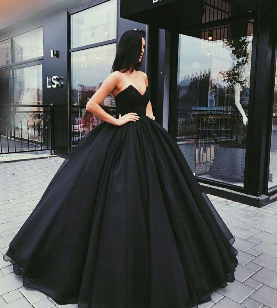Vestido de baile preto sem alças comprido, estilo coração, PG736