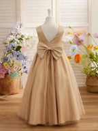 NumberSea - Ball - Gown/Princess Satin Tulle Champagne Flower Girl Dress