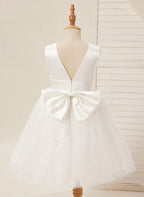 NumberSea - Ball - Gown/Princess Satin Tulle Knee - length Flower Girl Dress