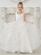NumberSea - Ball - Gown/Princess Tulle Floor - length First Communion Flower Girl Dress