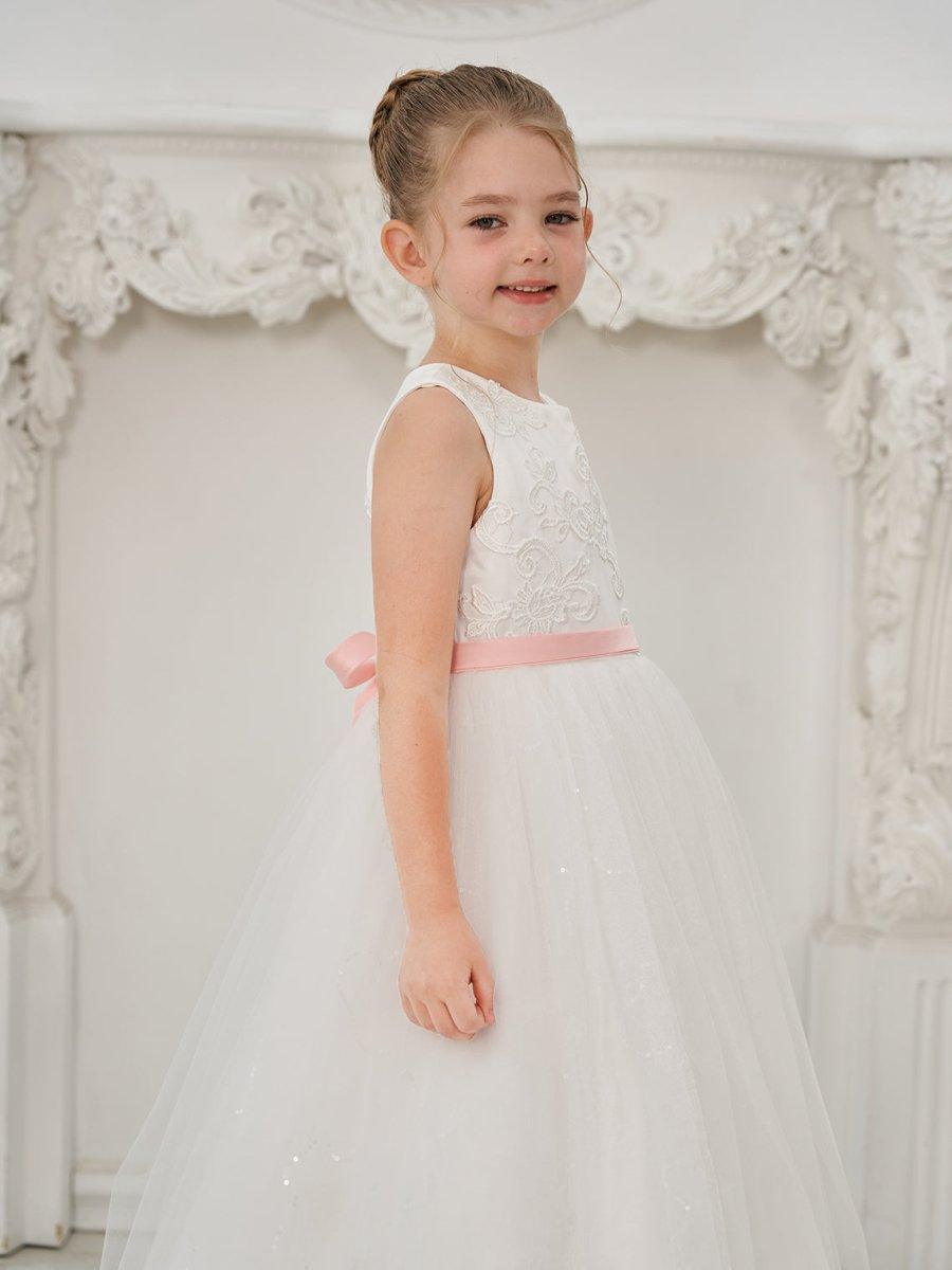 NumberSea - Ball - Gown/Princess Tulle Floor - length Ivory Flower Girl Dress