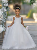 NumberSea - Ball - Gown/Princess Tulle Floor - length Ivory Flower Girl Dress