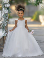 NumberSea - Ball - Gown/Princess Tulle Floor - length Ivory Flower Girl Dress