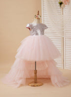 NumberSea - Ball - Gown/Princess Tulle Pink Birthday Flower Girl Dress