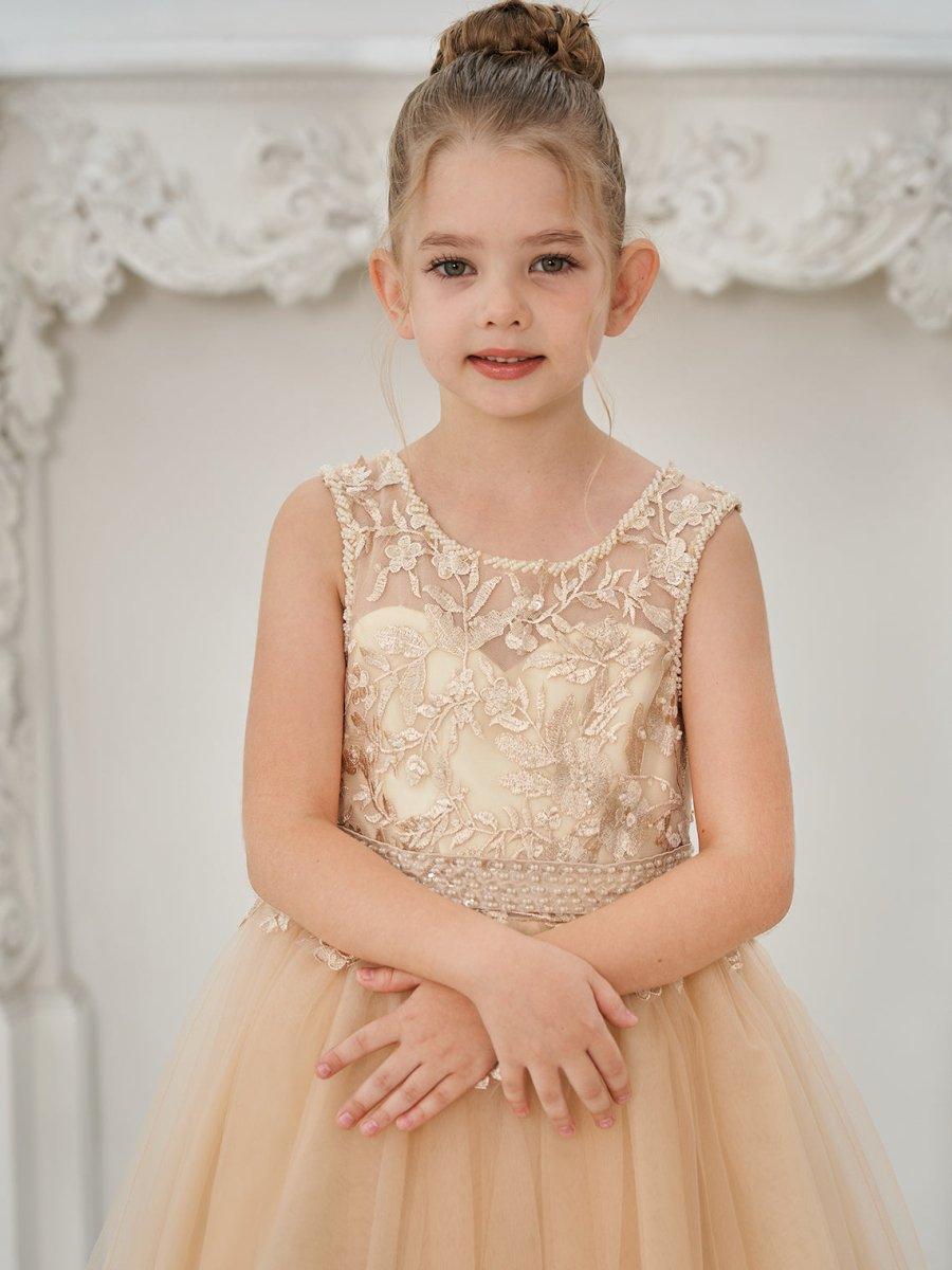NumberSea - Ball - Gown/Princess Tulle Sweep Train Champagne Flower Girl Dress
