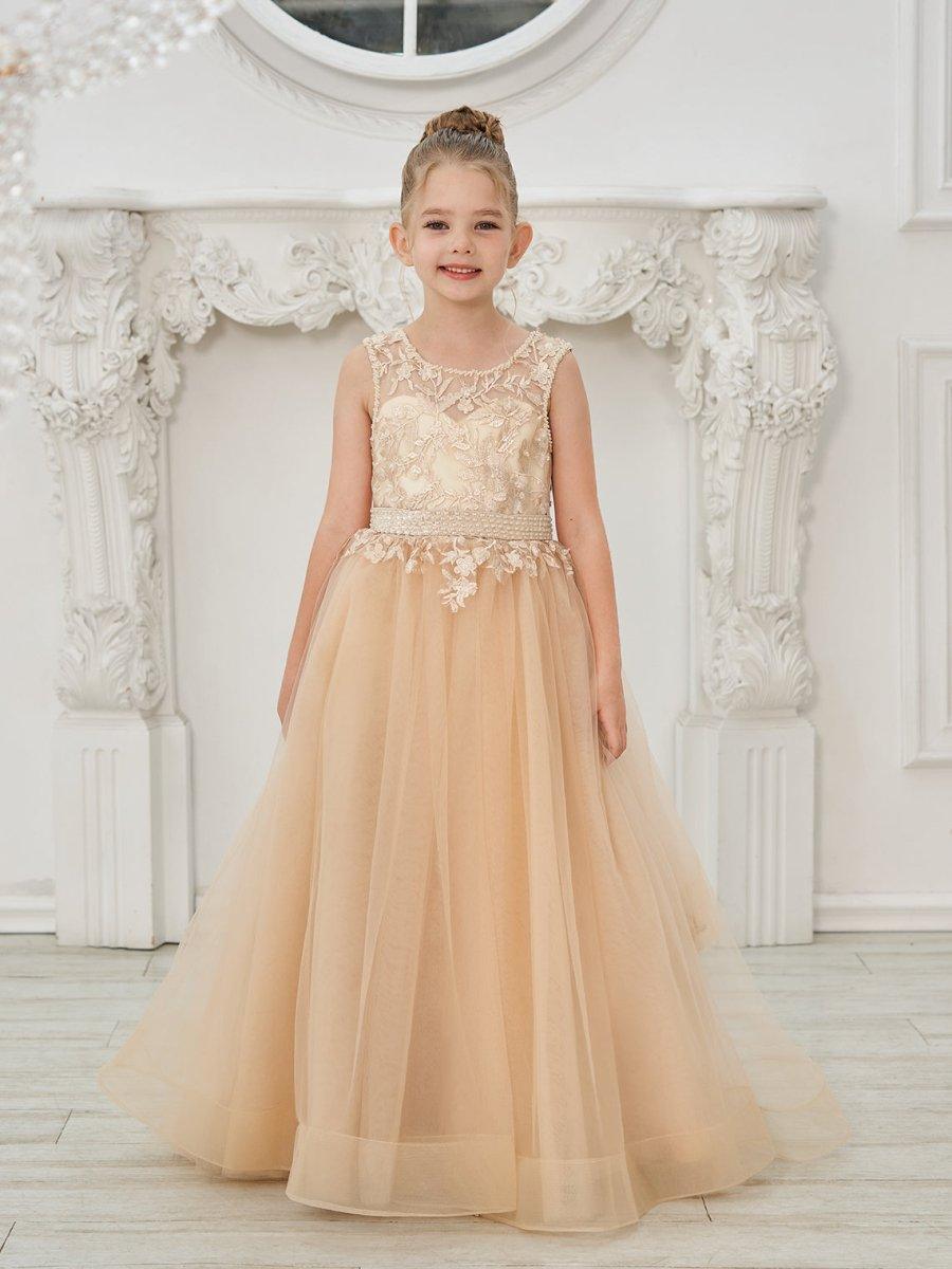 NumberSea - Ball - Gown/Princess Tulle Sweep Train Champagne Flower Girl Dress