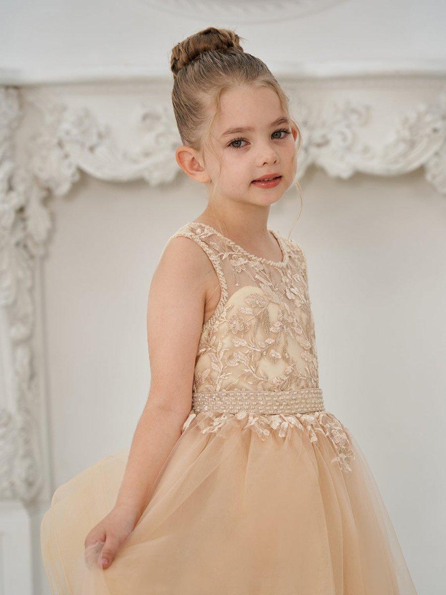 NumberSea - Ball - Gown/Princess Tulle Sweep Train Champagne Flower Girl Dress
