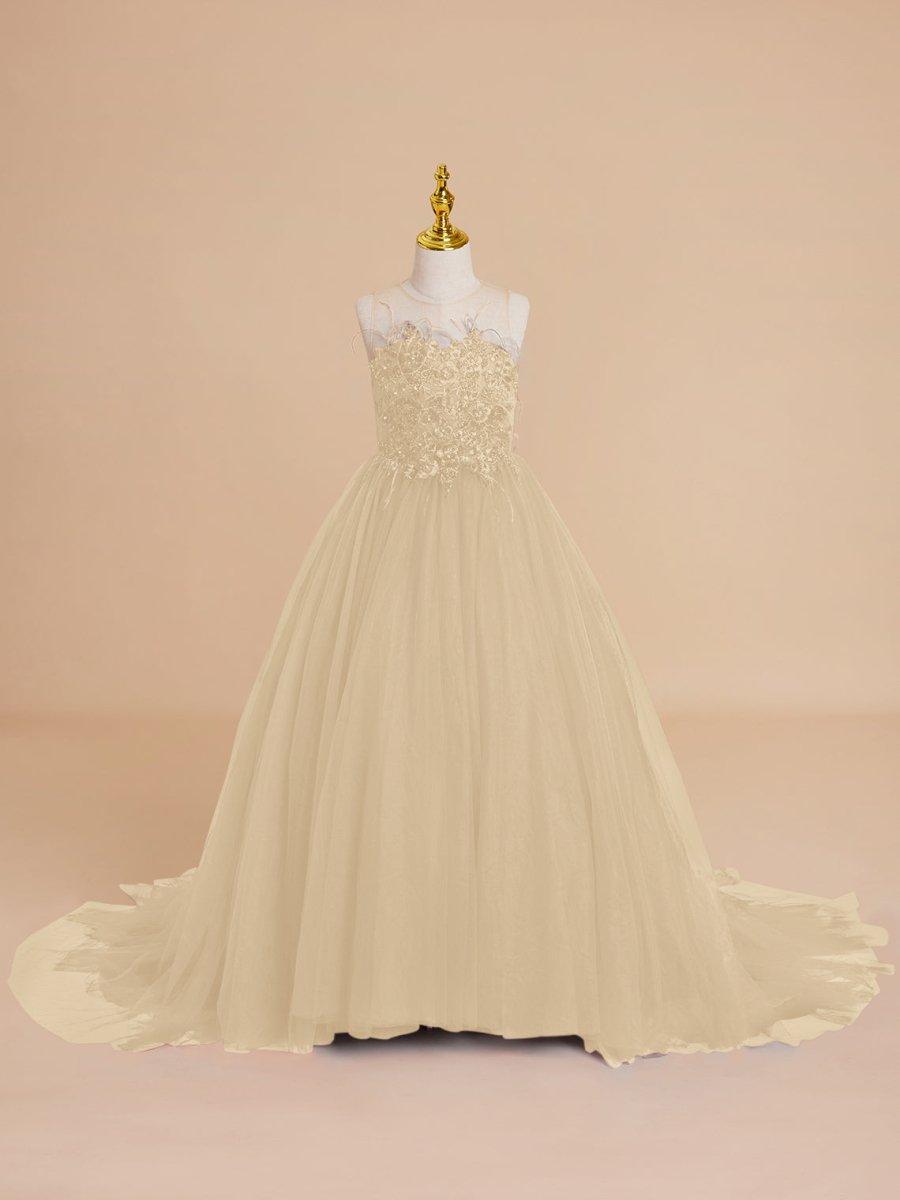 NumberSea - Ball - Gown/Princess Tulle Sweep Train Flower Girl Dress