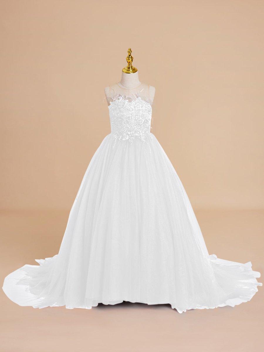 NumberSea - Ball - Gown/Princess Tulle Sweep Train Flower Girl Dress