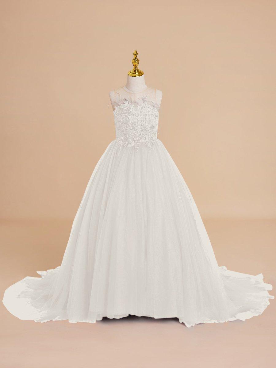 NumberSea - Ball - Gown/Princess Tulle Sweep Train Flower Girl Dress