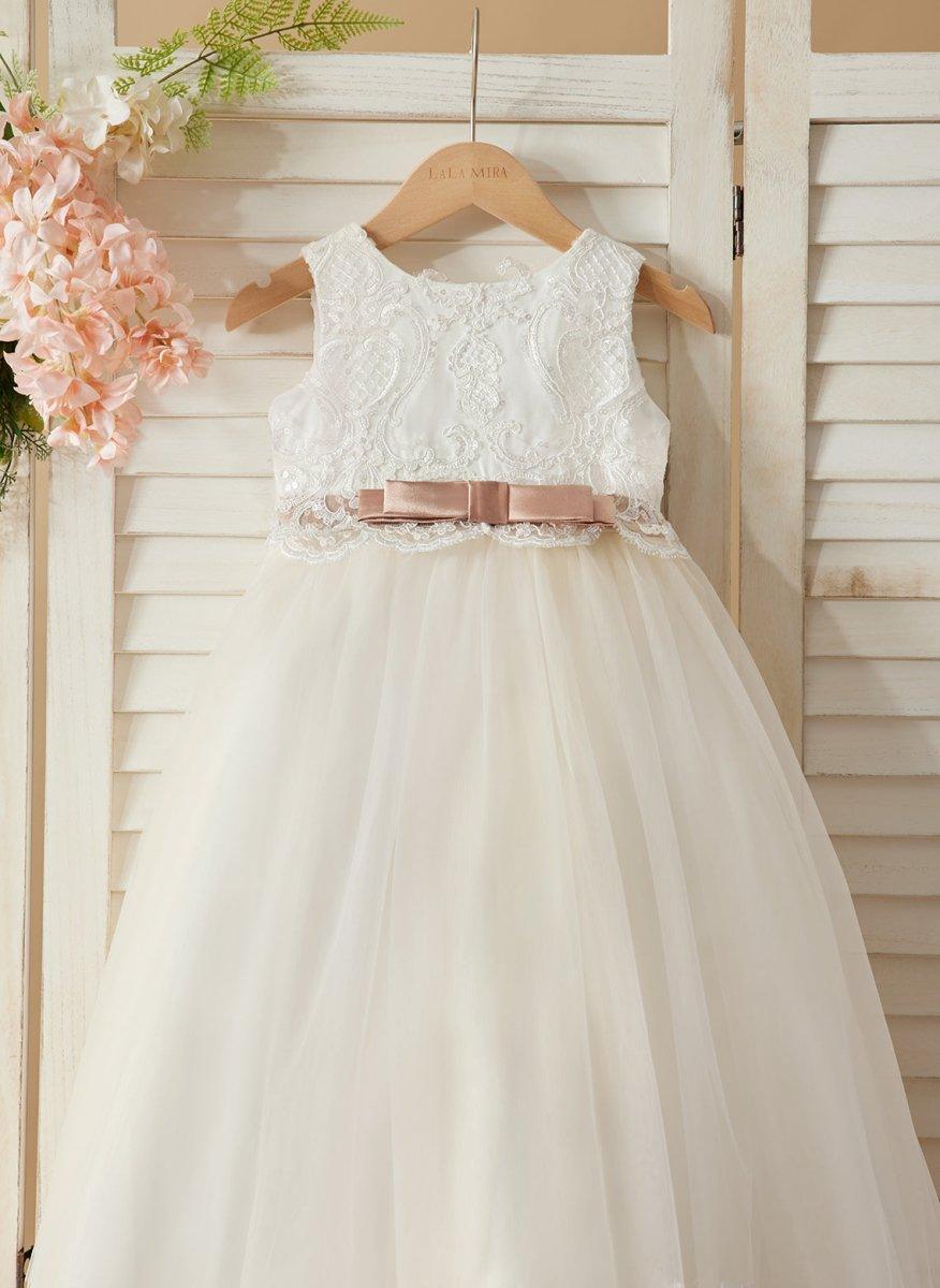 NumberSea - Ball - Gown/Princess Tulle Sweep Train Ivory Flower Girl Dress