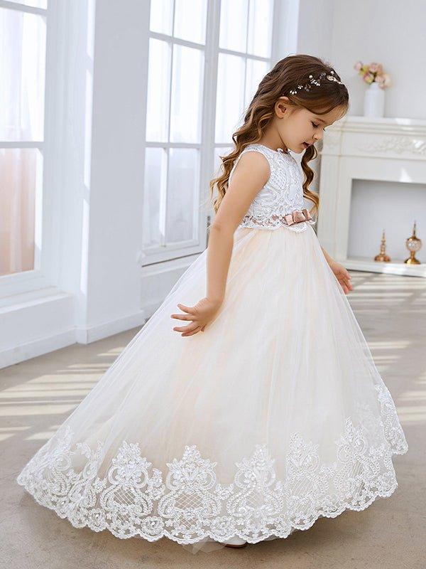 NumberSea - Ball - Gown/Princess Tulle Sweep Train Ivory Flower Girl Dress